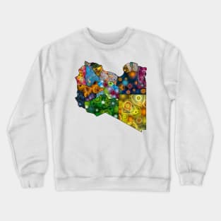 Spirograph Patterned Libya Provinces Map Crewneck Sweatshirt